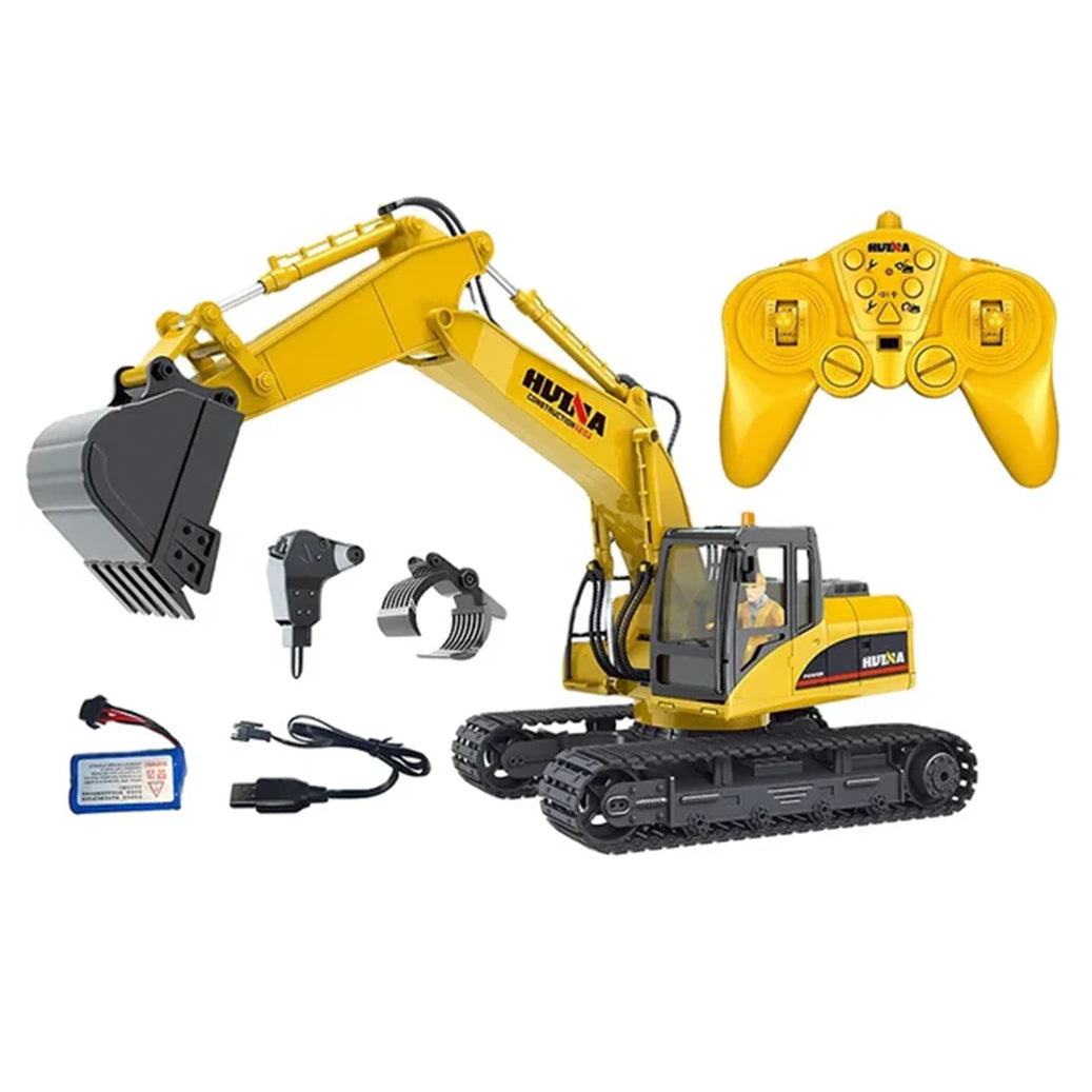 Huina 1535 1/14 Scale 15-Channel RC Excavator – Alloy Bucket, 2.4 GHz RTR Construction Vehicle