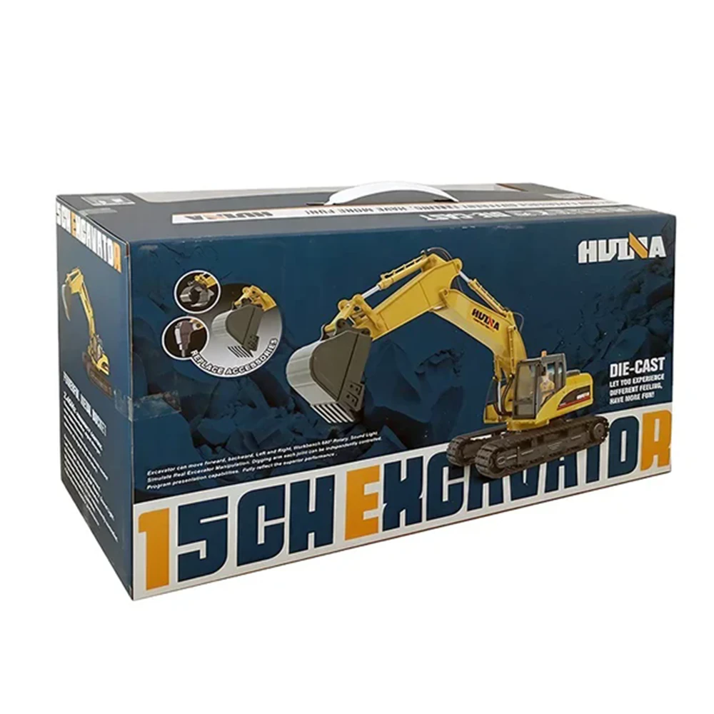 Huina 1535 1/14 Scale 15-Channel RC Excavator – Alloy Bucket, 2.4 GHz RTR Construction Vehicle