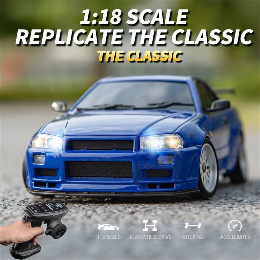 LDRC 1899 1/18 2WD Ready-to-Run RC Drift Car Nissan GTR R34 with Gyro