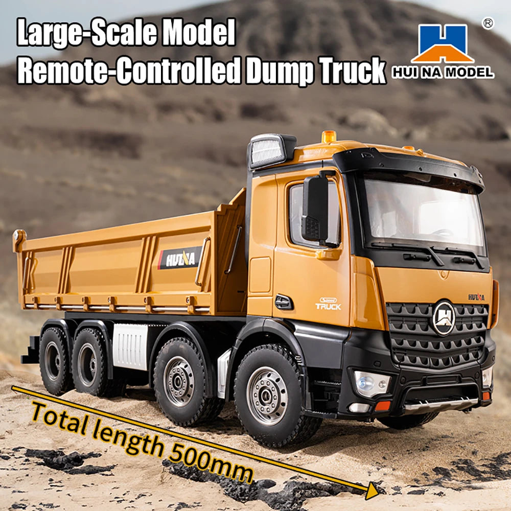 HUINA 1536 1/14 Scale 8WD Brushed RC Dump Truck Construction Vehicle Ready-to-Run with Lights & Sound