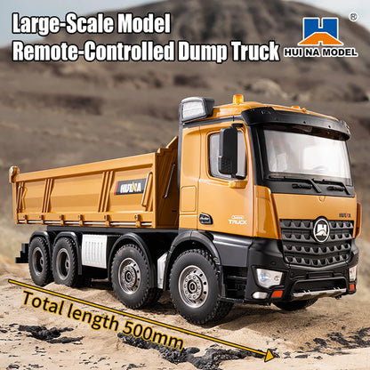 HUINA 1536 1/14 Scale 8WD Brushed RC Dump Truck Construction Vehicle Ready-to-Run with Lights & Sound