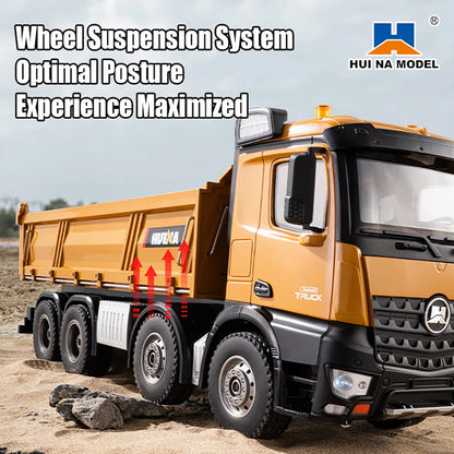 HUINA 1536 1/14 Scale 8WD Brushed RC Dump Truck Construction Vehicle Ready-to-Run with Lights & Sound