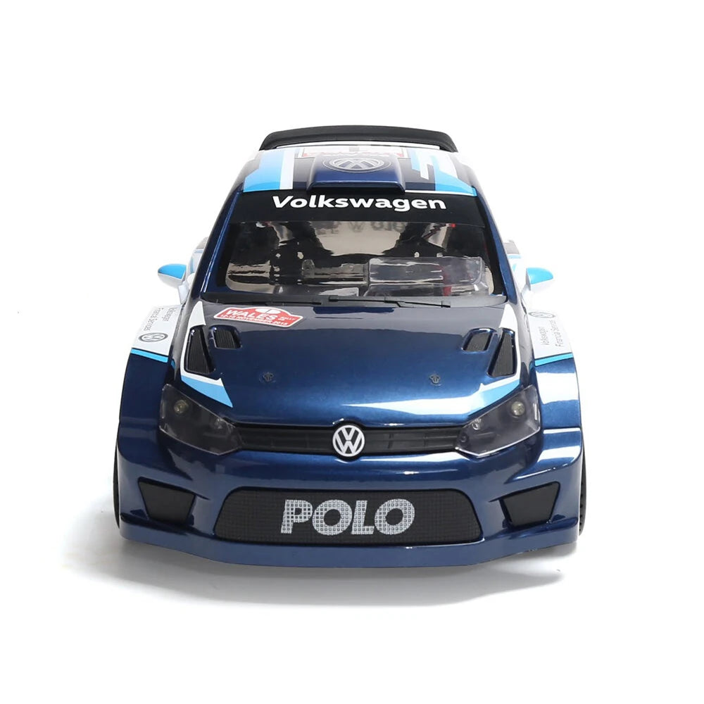 Front view of MJX Hyper Go Volkswagen Polo 10304 1/10 4WD brushless rally RC car