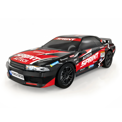 Remo Hobby 1411 1/14 4WD Brushless Ready to Run Drift RC Car with Gyro and LED Lights, Nissan Skyline-Inspired